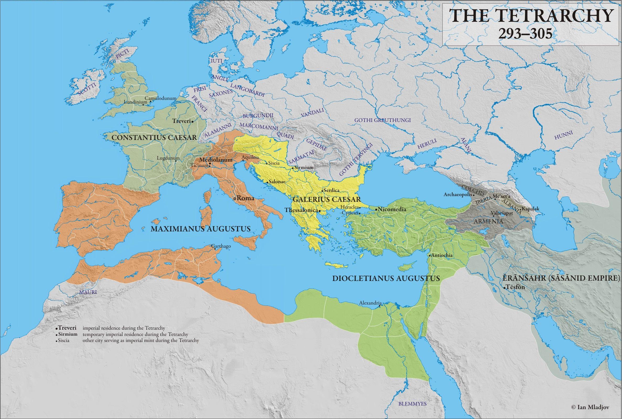 Tetrarchy Map and Rule in the Roman Empire - Istanbul Clues